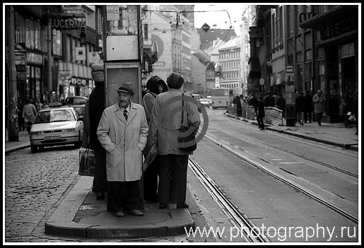 Observer, tram stop in Prague